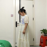 南叮雅格孕婦裝夏季新款大碼拼接小清新收腰顯瘦V領(lǐng)連衣裙中長款孕婦裙 圖片色 M 曬單實(shí)拍圖