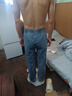 Homlean復(fù)古水洗牛仔褲男春夏直筒美式寬松闊腿休閑長(zhǎng)褲子HS19中藍(lán)L 曬單實(shí)拍圖