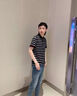 NOSSKISS國際品牌桑蠶絲短袖t恤男2025夏季薄款商務(wù)休閑翻領(lǐng)條紋POLO男裝 黑色 M 170 曬單實拍圖