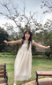 棉致法式氣質小飛袖連衣裙女夏季2025新款溫柔風甜美收腰顯瘦長裙子 杏色連衣裙 L 111-120斤 曬單實拍圖