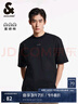 杰克·瓊斯（JACK&JONES）25年衣服男裝純棉短袖t恤男士夏季潮流寬松純色簡(jiǎn)約高端重磅半袖 E40黑色 M 曬單實(shí)拍圖