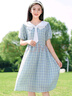 方糖姑娘少女連衣裙2025新款夏季小清新公主裙女大童高初中學(xué)生學(xué)院風(fēng)裙子 5068DYR藍綠格連衣裙 XXL 曬單實(shí)拍圖