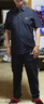 皮爾卡丹（pierre cardin）品牌冰絲垂順?biāo)俑蛇\動短袖套裝男士夏季薄款純色休閑寬松兩件套 黑色【短+長褲】 8242 170碼【適合120-135斤】 曬單實拍圖
