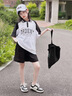 愛(ài) 西娜女童夏裝套裝2025新款女大童polo領(lǐng)短袖t恤兒童夏季感兩件套 黑色 170 cm 曬單實(shí)拍圖