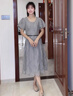 恒源祥精致連衣裙女寬松2025年夏季新款絕美氣質(zhì)小個(gè)子灰色雪紡紗裙 米 M 曬單實(shí)拍圖