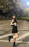 爾山集黑色性感假兩件蕾絲連衣裙女2025夏季純欲掛脖裙子小個(gè)子高腰顯瘦 黑色性感掛脖連衣裙 M （95-105斤 送短褲） 曬單實(shí)拍圖