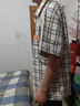 安初夏格子短袖襯衫男夏季港風(fēng)潮流帥氣休閑套裝新款男裝搭配襯衣三件套 【三件套】杏色襯衫+短袖+黑色褶 XL 曬單實拍圖