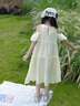 木木屋女童連衣裙夏裝2025新款夏天兒童裙子露肩公主裙小女孩夏季雪紡裙 兒童杏色連衣裙 150 建議11~12歲【140-150cm】 曬單實拍圖