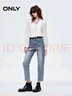 ONLY2025春季新款做舊磨白高腰九分褲直筒褲牛仔褲女|125149033 J34 390洗水牛仔藍(lán) M M標(biāo)準(zhǔn)褲長 曬單實拍圖