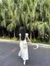 哈魯?shù)戏ㄊ綔厝犸L(fēng)連衣裙女氣質(zhì)初戀公主裙修身收腰顯白V領(lǐng)短袖碎花長(zhǎng)裙 米白色 M （80-95斤） 曬單實(shí)拍圖