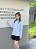 英氏（YEEHOO）兒童襯衫女童外套春秋純棉長袖上衣服條紋休閑中大童裝polo領(lǐng)開衫 學(xué)者織紋-藍(lán)條紋【100%棉】 150 cm【順豐包郵 · 極速達(dá)】 曬單實拍圖