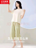 紅豆居家純棉睡衣女夏季抑菌短袖舒膚家居服淡奶綠165/88A 曬單實(shí)拍圖