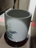時(shí)鳥(niǎo)景德鎮陶瓷筆筒中式招財擺件毛筆定制筆筒大容辦公室書(shū)房桌面收納 藍山水(無(wú)底座) 曬單實(shí)拍圖