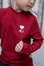 史努比（SNOOPY）兒童打底衫男童長(cháng)袖T恤女童半高領(lǐng)打底棉質(zhì)上衣 趣味觀(guān)看車(chē)厘子紅 曬單實(shí)拍圖