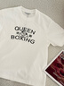 勁霸男裝（K-Boxing）【情侶款】秋冬時(shí)尚潮流廓形拳擊印花男女款T恤CTCN3726 米白（Queen款） M 曬單實(shí)拍圖