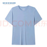舒雅（Schiesser）男士莫代爾桑蠶絲3A抗菌圓領(lǐng)睡衣家居上衣 淺藍 L 曬單實(shí)拍圖