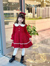 G.DUCKKIDS小黃鴨女童連衣裙秋冬女寶寶公主裙兒童裙子長袖加絨娃娃領(lǐng)珍珠裙 春秋款-紅色 120 cm 曬單實拍圖