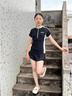 羽克兒童泳衣女大童分體速干游泳衣夏季新款保守女孩學(xué)生專(zhuān)業(yè)運動(dòng)泳裝 黑青色 150 【XL建議體重70-85斤可拆胸墊 曬單實(shí)拍圖