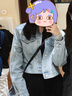 RHUDE FOG品牌女裝美式復古牛仔短外套女2025春秋新款韓版休閑寬松顯瘦百搭 藍色 M 曬單實拍圖