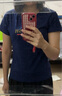 啄木鳥(niǎo)棉T恤女莫代爾短袖女士2025年夏季新款今年流行媽m媽短款品牌 寶藍色-CHE M 曬單實(shí)拍圖