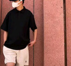 名創(chuàng)優(yōu)品（MINISO）華夫格polo衫男夏季肌理感純色休閑百搭簡約短袖t恤衫 黑 L 曬單實拍圖