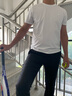 安東尼奧【桑蠶絲&亞麻】彈力圓領(lǐng)短袖t恤男薄款夏季純色半袖休閑體恤上衣 曬單實(shí)拍圖