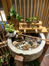 流水趣 魚缸老石槽石磨流水石盆養(yǎng)魚客廳花園石頭魚缸養(yǎng)花石盆竹子流水 元寶盆直徑50（木架+竹子流水） 曬單實拍圖