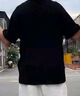 2025夏季新款短袖T恤五分袖t恤男裝衣服港風(fēng)潮牌冰絲半袖男體恤 T192黑色 2XL 【建議130-140斤】 曬單實(shí)拍圖
