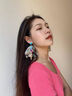 霧添花海島度假彩色多巴胺布藝串珠耳環(huán)女耳釘海邊度假風(fēng)耳飾獨(dú)特耳夾 彩色銀耳夾(一對(duì)) 曬單實(shí)拍圖