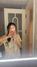 浪莎睡衣女夏季薄款印花短袖套裝甜美圓領套頭可外穿家居服 淺綠恐龍 曬單實拍圖