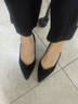 千百度【靜音系列】羊皮細高跟鞋春秋新款淺口單鞋女 黑色 35 曬單實(shí)拍圖