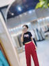 鉑朗尼奧跳舞爵士舞上衣短袖露臍服裝女夏天美式復(fù)古黑色正肩t恤夏季短款 黑色優(yōu)質(zhì)款 L 曬單實拍圖