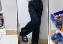 燦圖胖mm美式休閑工裝褲女夏季新款寬松顯瘦小個(gè)子設(shè)計(jì)感闊腿運(yùn)動(dòng)褲子 黑色 XL 【建議120斤到140斤)】 曬單實(shí)拍圖