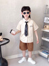 G.DUCKKIDS小黃鴨童裝男童套裝夏季25新款兒童衣服男孩夏裝學(xué)院風(fēng)襯衫兩件套 白色贈+領(lǐng)貸 120 尺碼5~6歲【110-120cm】cm 曬單實(shí)拍圖