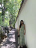 小野七天小飛袖碎花裙甜美溫柔風(fēng)連衣裙女夏季小眾氣質(zhì)修身荷葉邊A字長(cháng)裙 【綠色 S】 曬單實(shí)拍圖