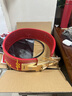 勞拉之星LS0803行者快扣腰帶深蹲硬拉牛皮刺繡健美舉重護(hù)具男紅色M 曬單實(shí)拍圖