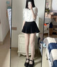 JIOESC防走光百褶裙JK顯瘦半身裙女夏季2025年新款A(yù)字裙高腰超短裙裙褲 黑色 【前短后長】 S 曬單實(shí)拍圖