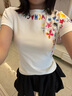 A CHOCKAchock官方店 潮牌嘻哈卡通涂鴉修身辣妹短袖新款圓領(lǐng)T恤ACDX422 白色 S 曬單實(shí)拍圖