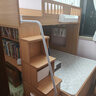 韓穆交錯式上下床高低錯位型上下鋪書(shū)桌衣柜子母床雙層兒童床上床下桌 1500*1900mm 書(shū)桌床+1.5書(shū)柜高箱床+床墊 曬單實(shí)拍圖