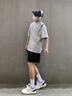 威登羊夏季潮牌高級(jí)感寬松短袖T恤男士美式穿搭上衣痞帥高級(jí)感男裝套裝 黑色短袖+黑色褲子【兩件 XL 【高質(zhì)量】 曬單實(shí)拍圖