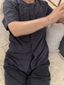 北極絨夏季薄款圓領(lǐng)開(kāi)衫短袖長(cháng)褲套裝中老年純棉家居服睡衣男士半袖T恤 灰藍色（短袖+長(cháng)褲） XL （建議100-120斤） 曬單實(shí)拍圖