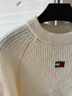 TOMMY JEANS25新款秋冬女裝混紡肌理感刺繡短款毛衣針織衫21677 白色YBH S （推薦：100-110斤） 曬單實(shí)拍圖