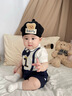 G. DUCKKIDS嬰兒衣服包屁衣嬰兒夏季男寶寶周歲禮服夏裝小紳士假兩件短爬6-12 周歲紳士服+帽子 90cm 曬單實(shí)拍圖
