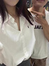 衣然呈品小兔子刺繡POLO領(lǐng)短袖襯衫女夏季新款小眾開衫襯衣寬松休閑上衣女 白色 M 【建議95-110斤】 曬單實拍圖