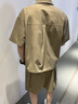 倉(cāng)石一樹(shù) KAZUKI KURAISHI夏季新款短袖工裝襯衫男士短褲一套時(shí)尚百搭簡(jiǎn)約純色上衣兩件套裝 紫色 XL 【140-155斤】 曬單實(shí)拍圖