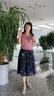 珂萊蒂爾冰絲短袖針織上衣女宮廷風(fēng)設(shè)計(jì)感氣質(zhì)優(yōu)雅針織T恤女 灰紅 S 曬單實(shí)拍圖
