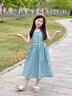 Dudant國(guó)際品牌女童夏裝裙子2025新款時(shí)髦女大童學(xué)院風(fēng)公主裙格子連衣裙 藍(lán)色 130 cm 曬單實(shí)拍圖