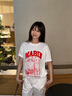 MARDI歐美休閑貓咪印花T恤內搭小眾潮牌25夏季新款設計感棉質(zhì)短袖 白色紅花 W100 均碼 曬單實(shí)拍圖