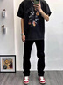 牛仔褲子男夏季薄款黑色修身男褲高街長(zhǎng)褲美式寬松直筒垂感微喇褲 黑色 薄款 M 建議90-110斤 曬單實(shí)拍圖