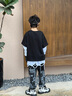 街舞兒童潮服男童長(zhǎng)袖嘻哈演出服套裝炸街架子鼓走秀表演服兩件套 3件套（無(wú)配飾） 上衣+褲子+破洞 140 （建議130-140CM身高） 曬單實(shí)拍圖